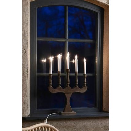 Markslöjd 706280 - Коледен свещник SVANEHOLM 5xE10/3W/230V бор/кафяв