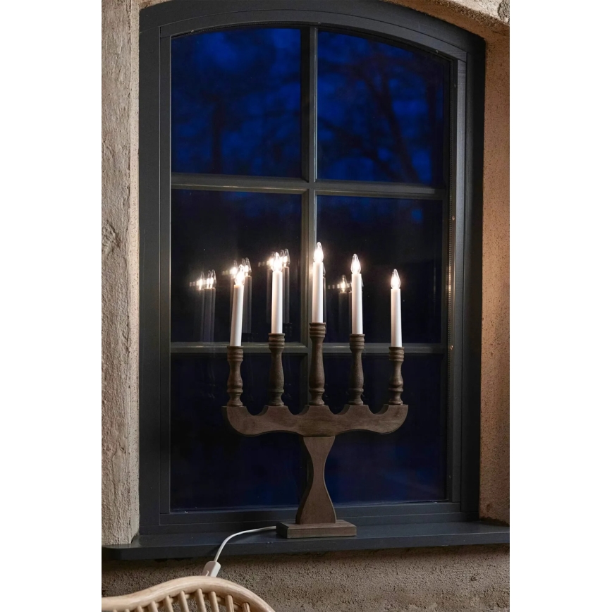 Markslöjd 706280 - Коледен свещник SVANEHOLM 5xE10/3W/230V бор/кафяв