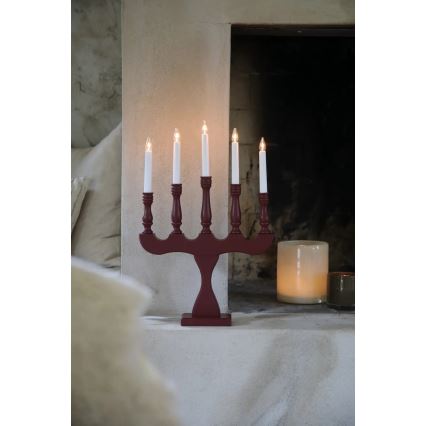 Markslöjd 706373 - Коледен свещник SVANEHOLM 5xE10/3W/230V бор/червен
