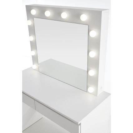 Маса за преобличане с LED осветление HOLLYWOOD 140x94 см бял