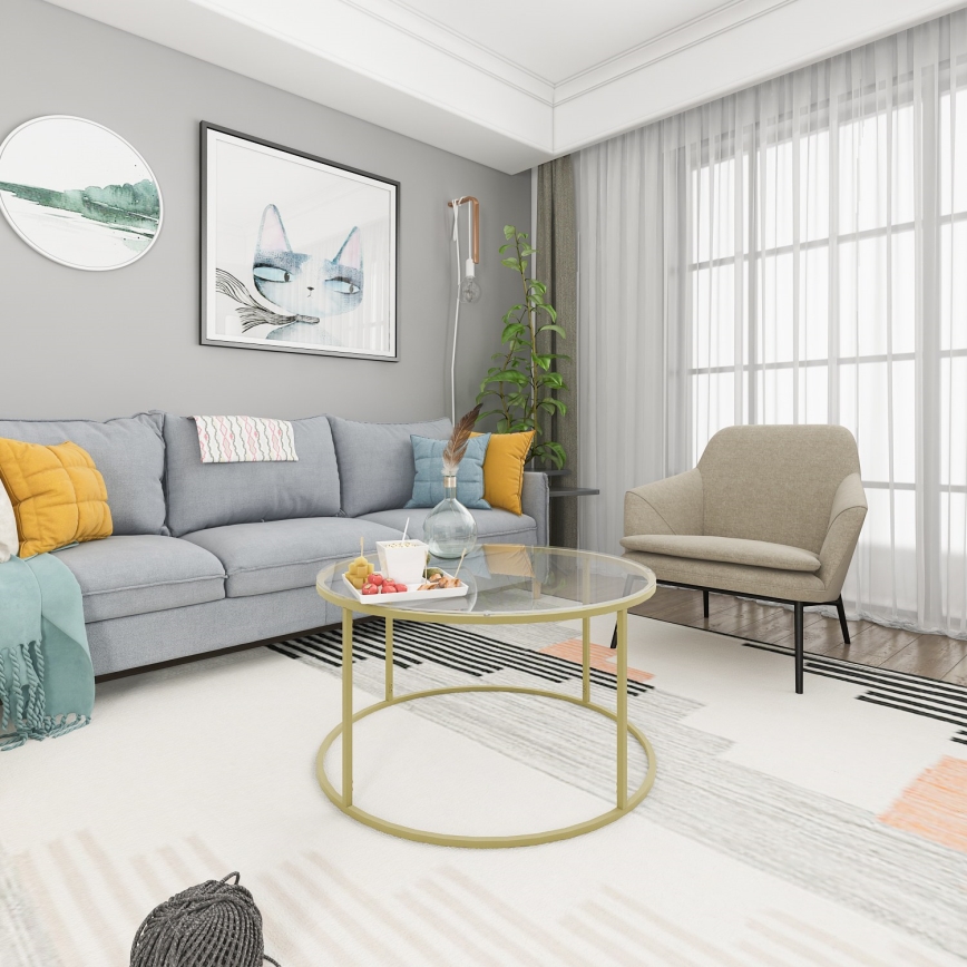 Масичка за кафе BERLIN 80x45 см златист/прозрачен