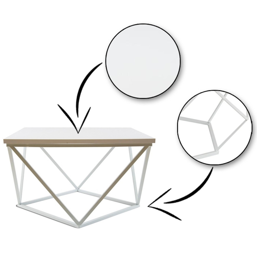 Масичка за кафе CURVED 60x60 см бял