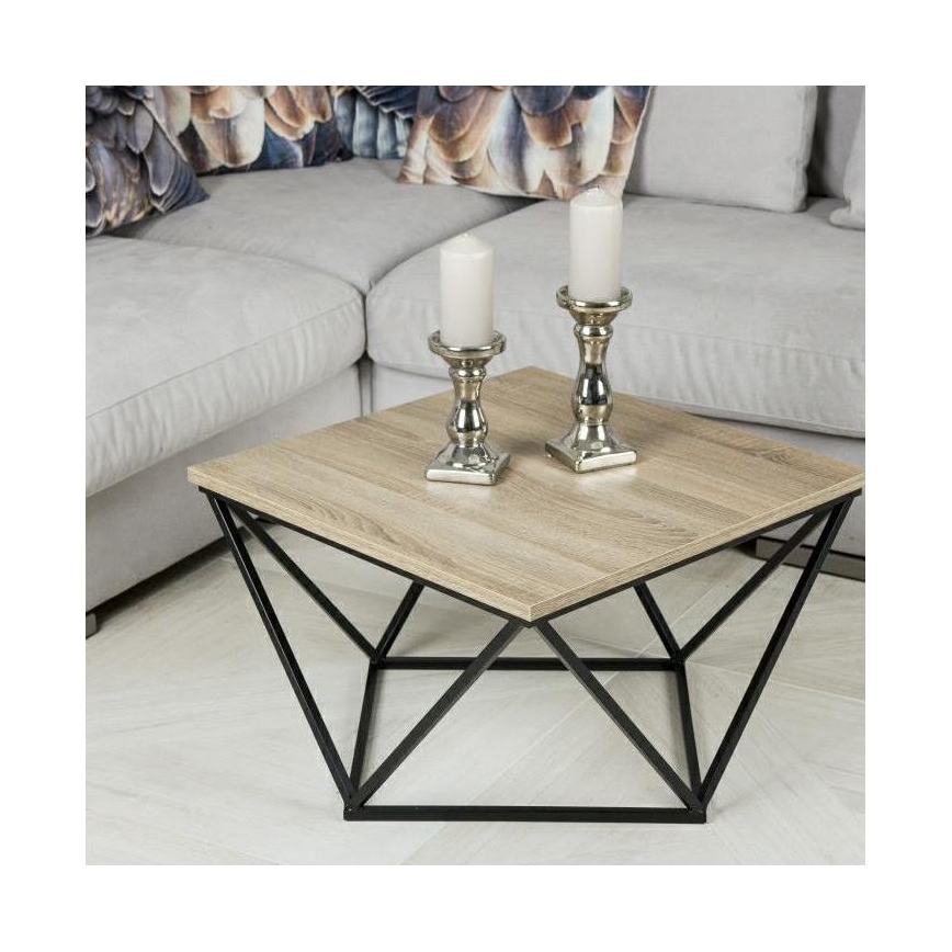 Масичка за кафе CURVED 62x62 см черна/кафява