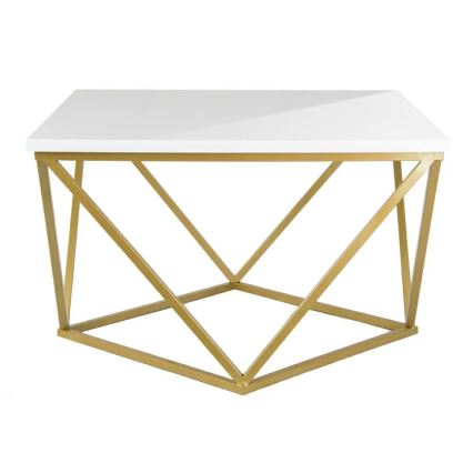 Масичка за кафе CURVED 62x62 см златист/бял