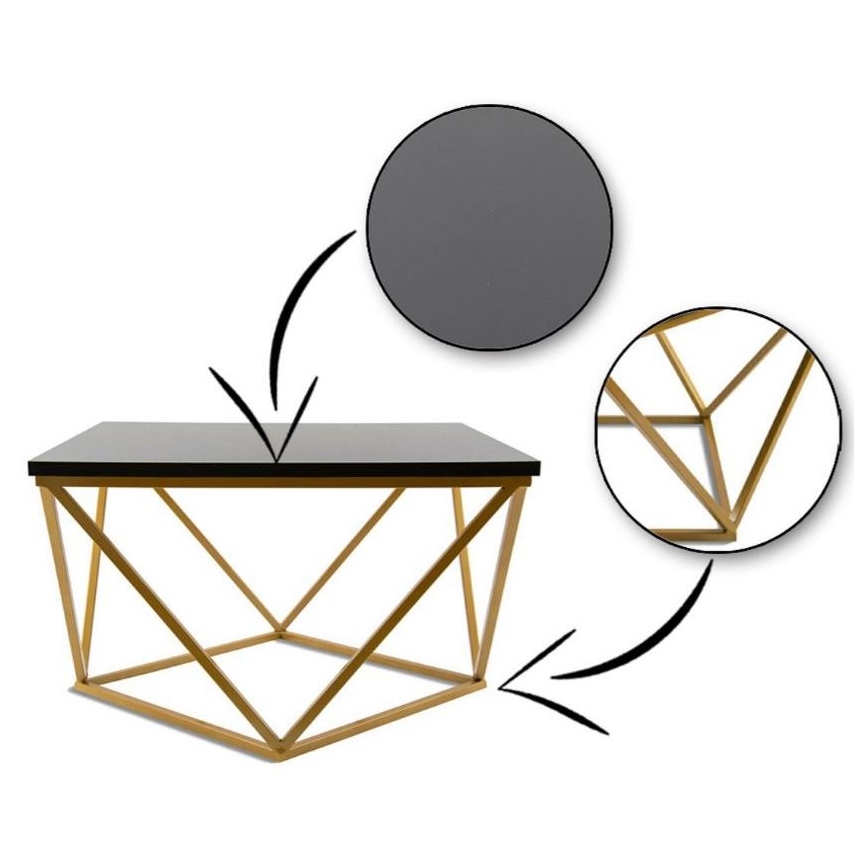 Масичка за кафе CURVED 62x62 см златиста/черна