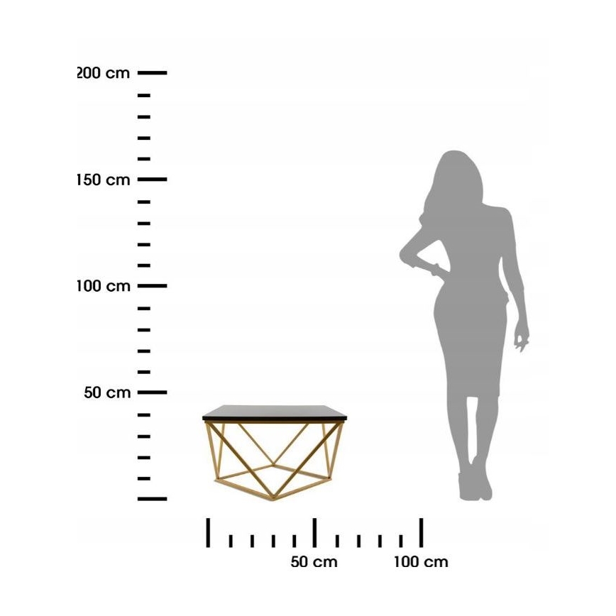Масичка за кафе CURVED 62x62 см златиста/черна