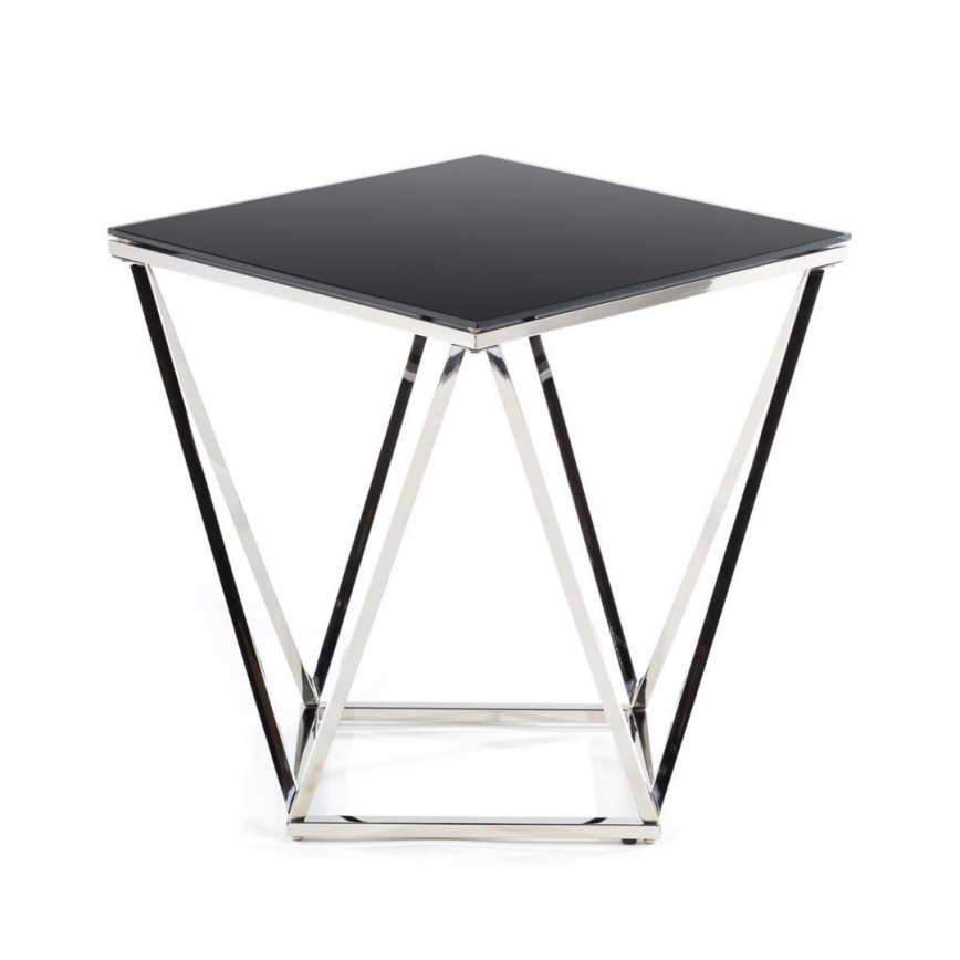 Масичка за кафе DIAMANTA 50x50 см лъскав хром/черен