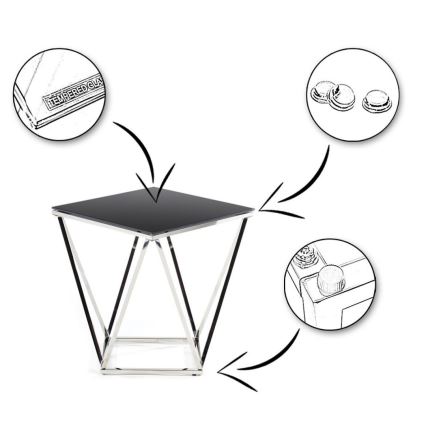Масичка за кафе DIAMANTA 50x50 см лъскав хром/черен