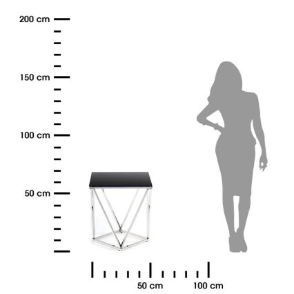 Масичка за кафе DIAMANTA 50x50 см лъскав хром/черен