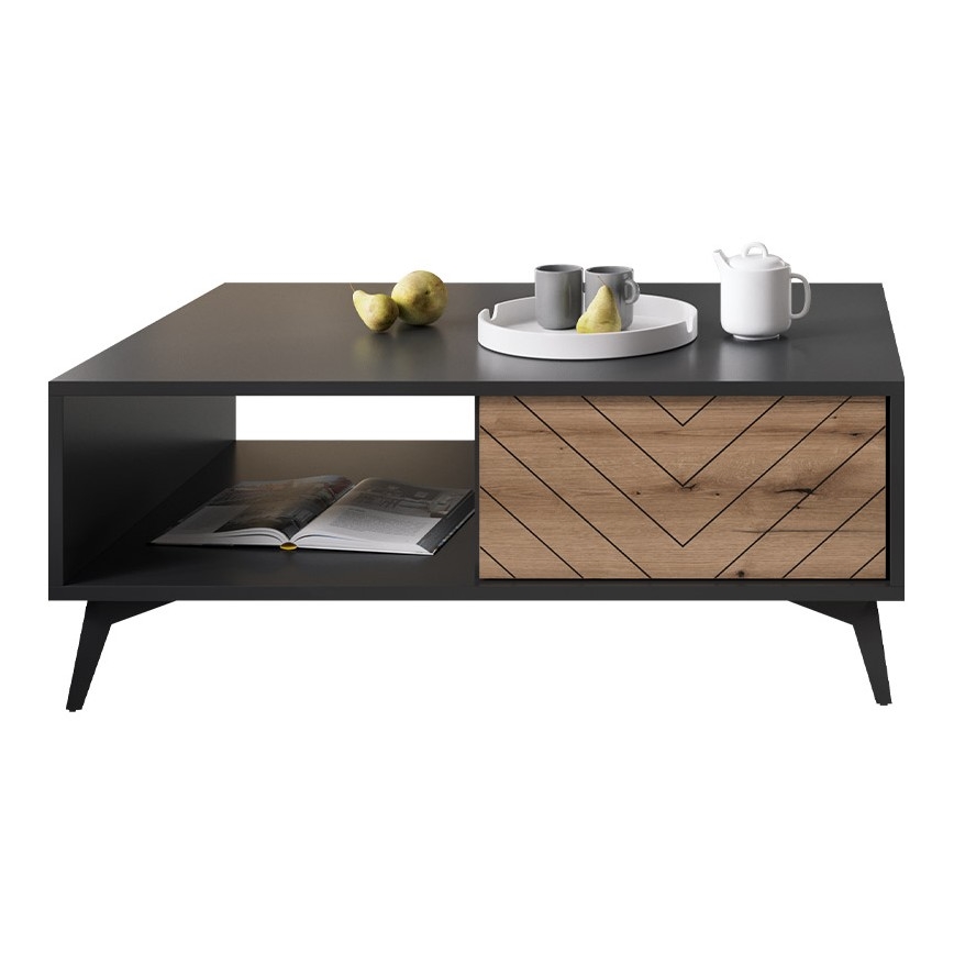 Масичка за кафе DIAMOND 40x104 см черен/кафяв