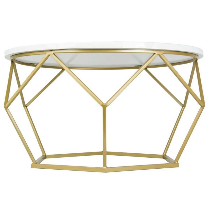 Масичка за кафе DIAMOND 40x70 см златист/бял