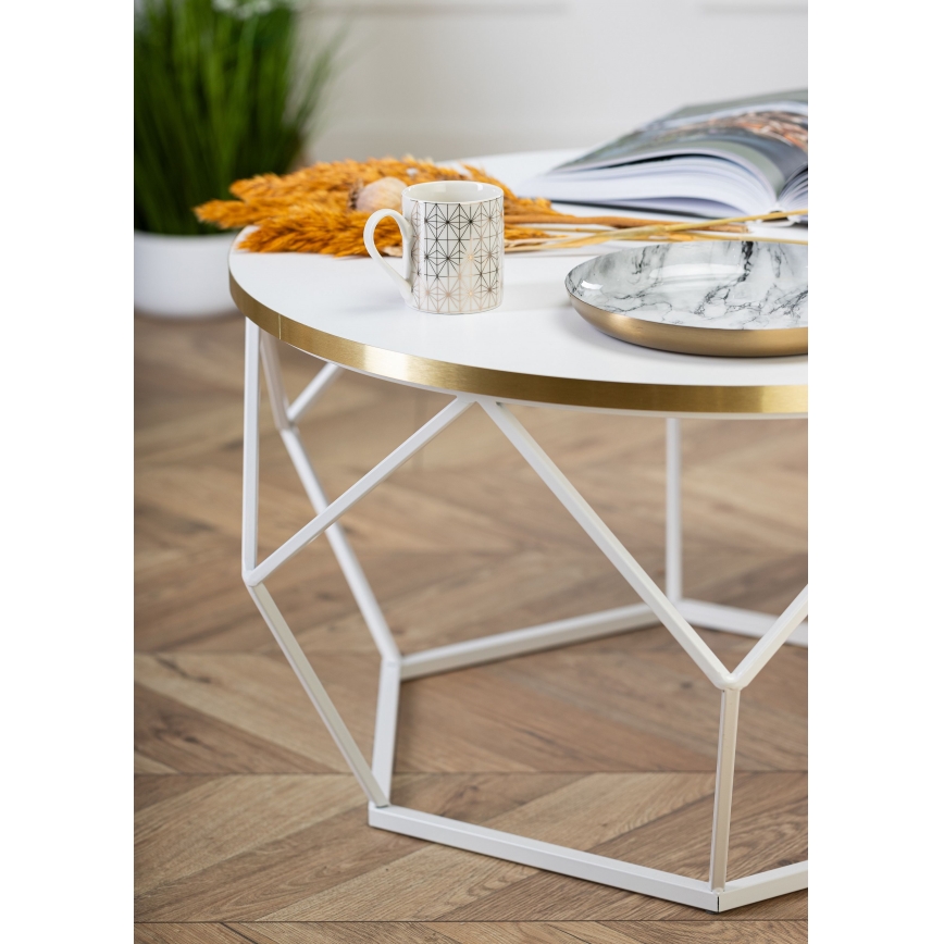 Масичка за кафе DIAMOND 40x70 см златист/бял