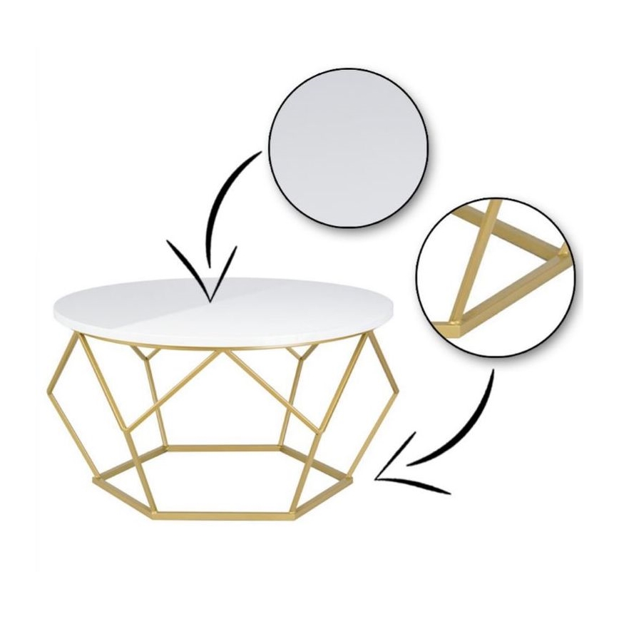 Масичка за кафе DIAMOND 40x70 см златиста/бяла