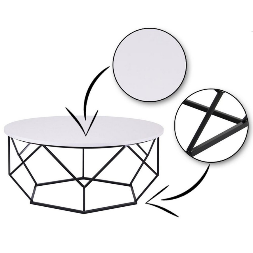 Масичка за кафе DIAMOND 41,5x90 см черна/бяла