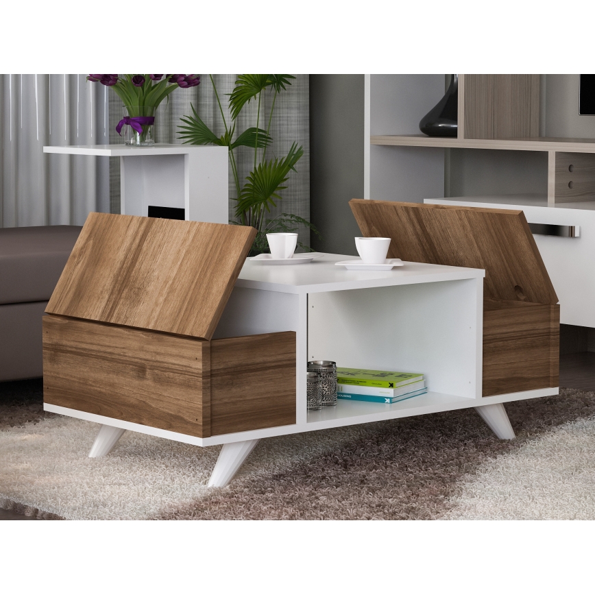 Масичка за кафе ERIBERTO 43,8x90 cм кафява/бяла