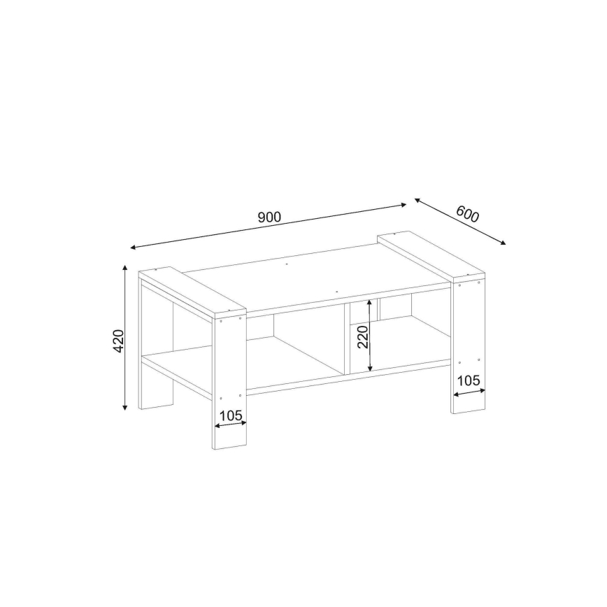 Масичка за кафе ERICA 42x90 cм бяла/кафява
