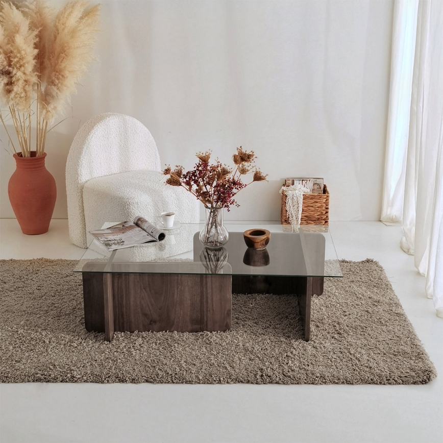 Масичка за кафе ESCAPE 30x105 см кафяв/прозрачен