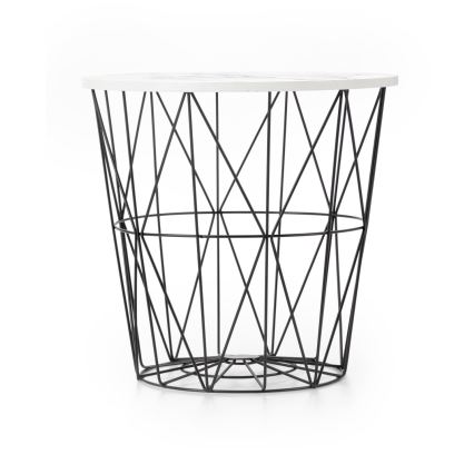 Масичка за кафе HARISSA 41x42 см черен/бял мраморен декор