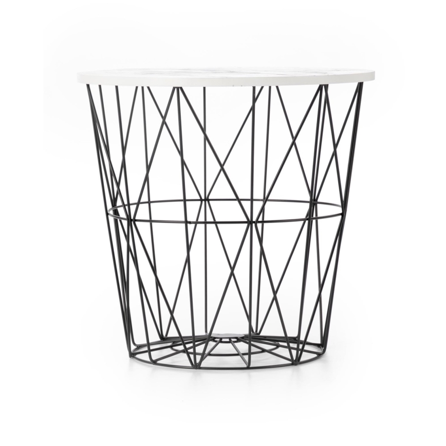 Масичка за кафе HARISSA 41x42 см черен/бял мраморен декор