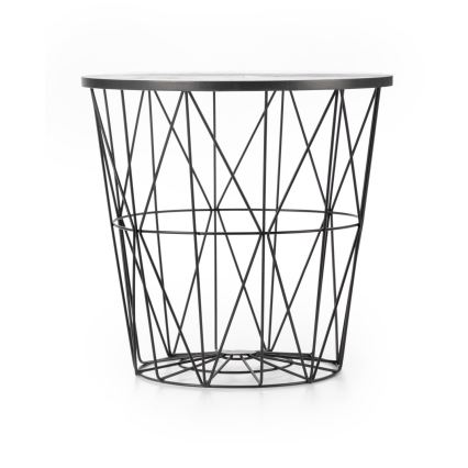 Масичка за кафе HARISSA 41x42 см черен/черен мраморен декор