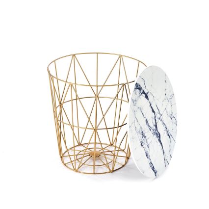 Масичка за кафе HARISSA 41x42 см златист/бял мраморен декор
