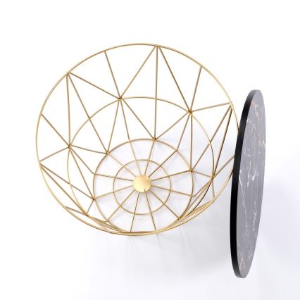 Масичка за кафе HARISSA 41x42 см златист/черен мраморен декор