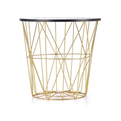 Масичка за кафе HARISSA 41x42 см златист/черен мраморен декор