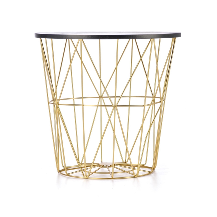 Масичка за кафе HARISSA 41x42 см златист/черен мраморен декор