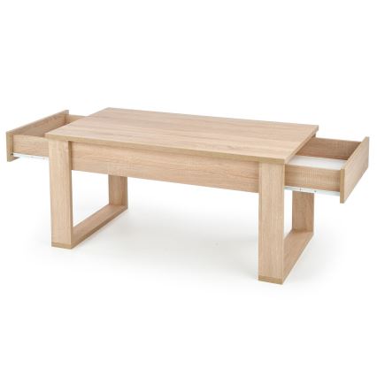 Масичка за кафе с чекмеджета NEA 52x110 см бежов/дъб сонома