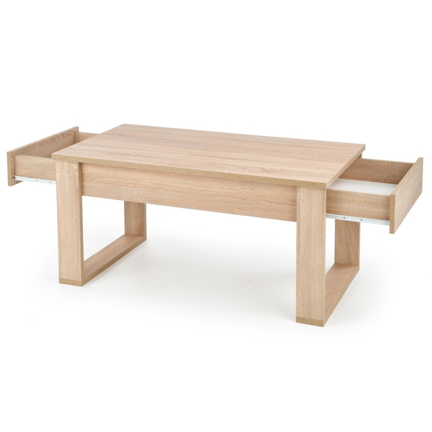 Масичка за кафе с чекмеджета NEA 52x110 см бежов/дъб сонома