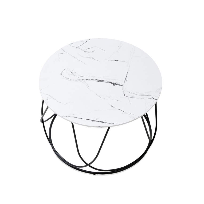 Масичка за кафе NUBIRA 41x60 см черен/мраморен декор