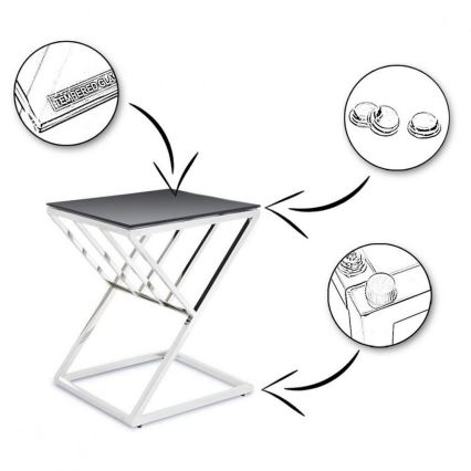 Масичка за кафе OBLIC 40x45 см лъскав хром/черен