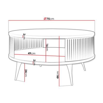 Масичка за кафе ROENNI 44x75 см черен/златист дъб