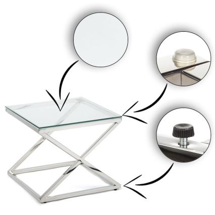 Масичка за кафе SALIBA 50x50 см лъскав хром/прозрачен