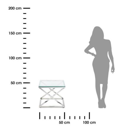 Масичка за кафе SALIBA 50x50 см лъскав хром/прозрачен