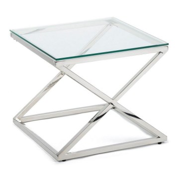 Масичка за кафе SALIBA 50x50 см лъскав хром/прозрачен