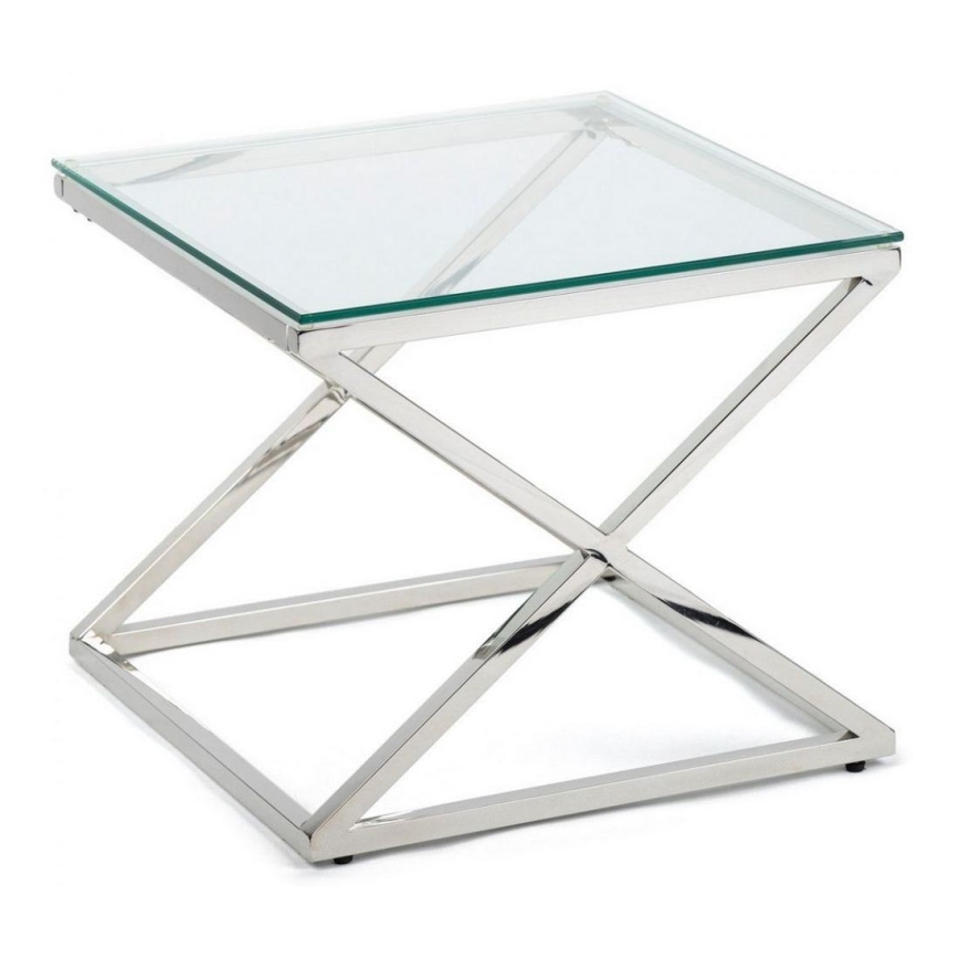 Масичка за кафе SALIBA 50x50 см лъскав хром/прозрачен