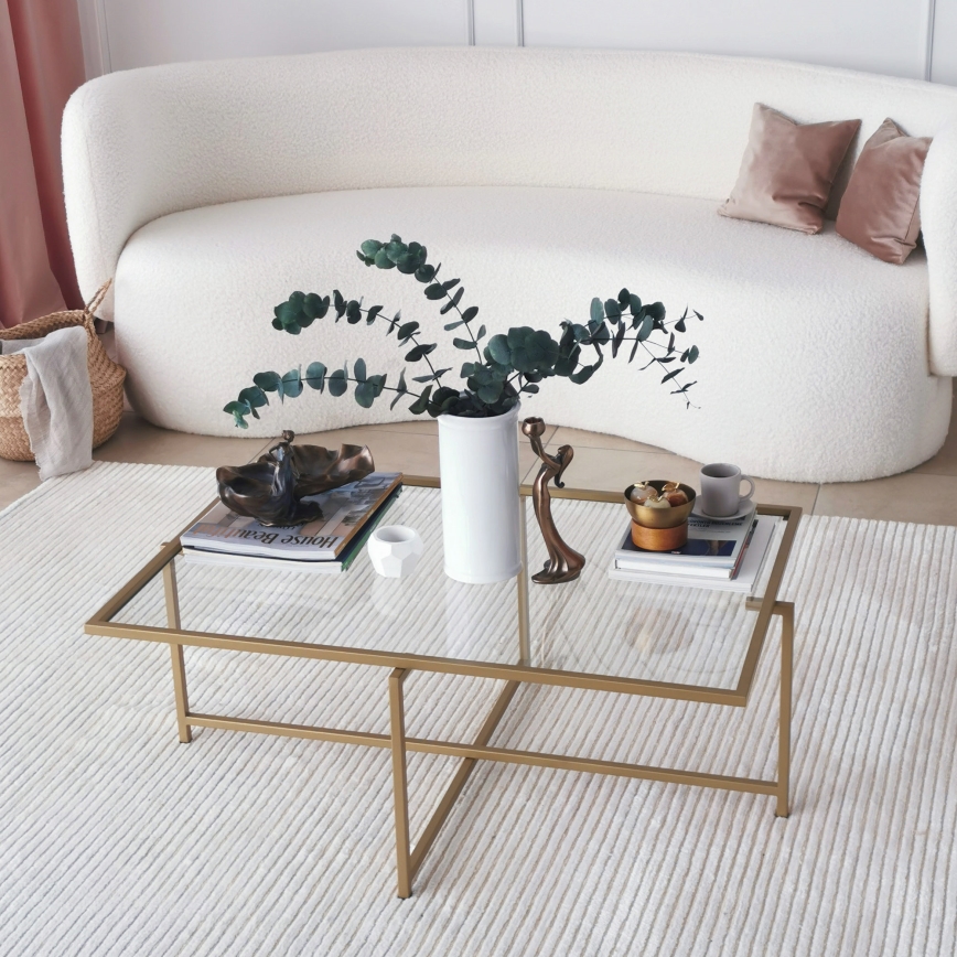 Масичка за кафе SUN 35x94 см златист/прозрачен