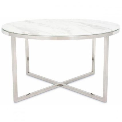 Масичка за кафе VERTIGO 45x80 см лъскав хром/бял