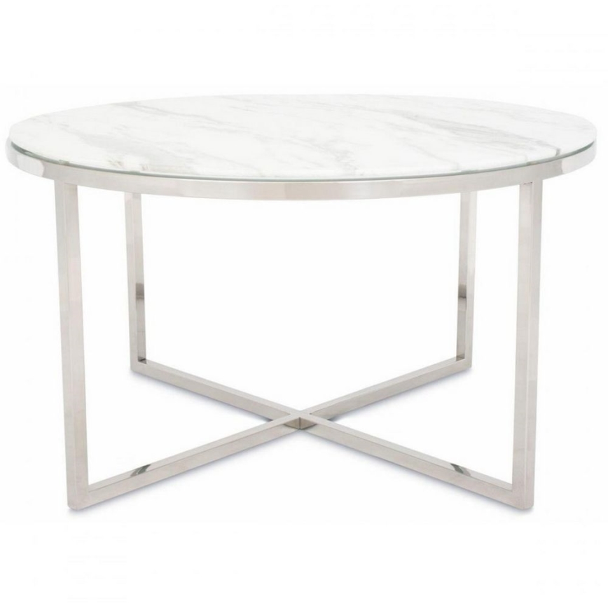 Масичка за кафе VERTIGO 45x80 см лъскав хром/бял