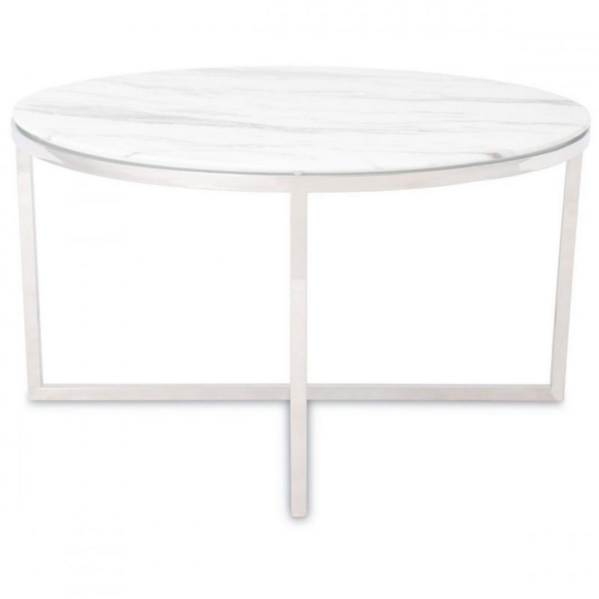 Масичка за кафе VERTIGO 45x80 см лъскав хром/бял