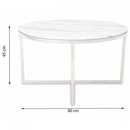 Масичка за кафе VERTIGO 45x80 см лъскав хром/бял