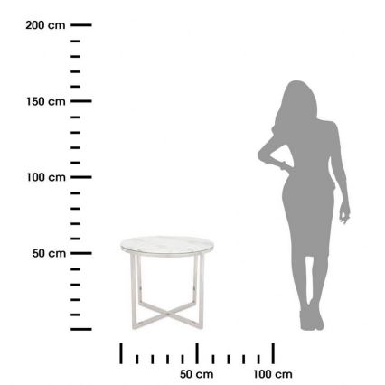 Масичка за кафе VERTIGO 50x60 см лъскав хром/бял