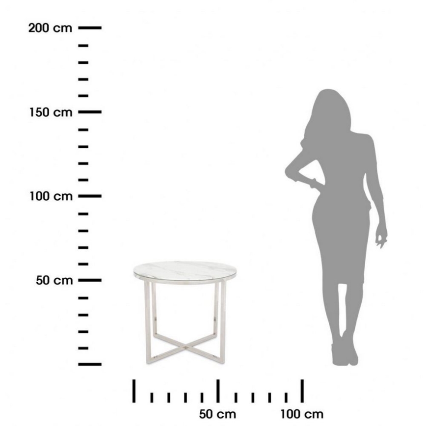 Масичка за кафе VERTIGO 50x60 см лъскав хром/бял