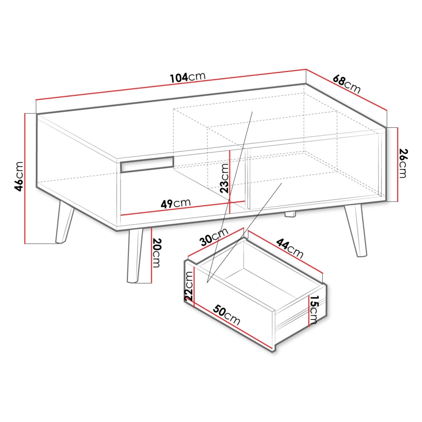 Масичка за кафе WILLOW 46x104 см черен/кафяв