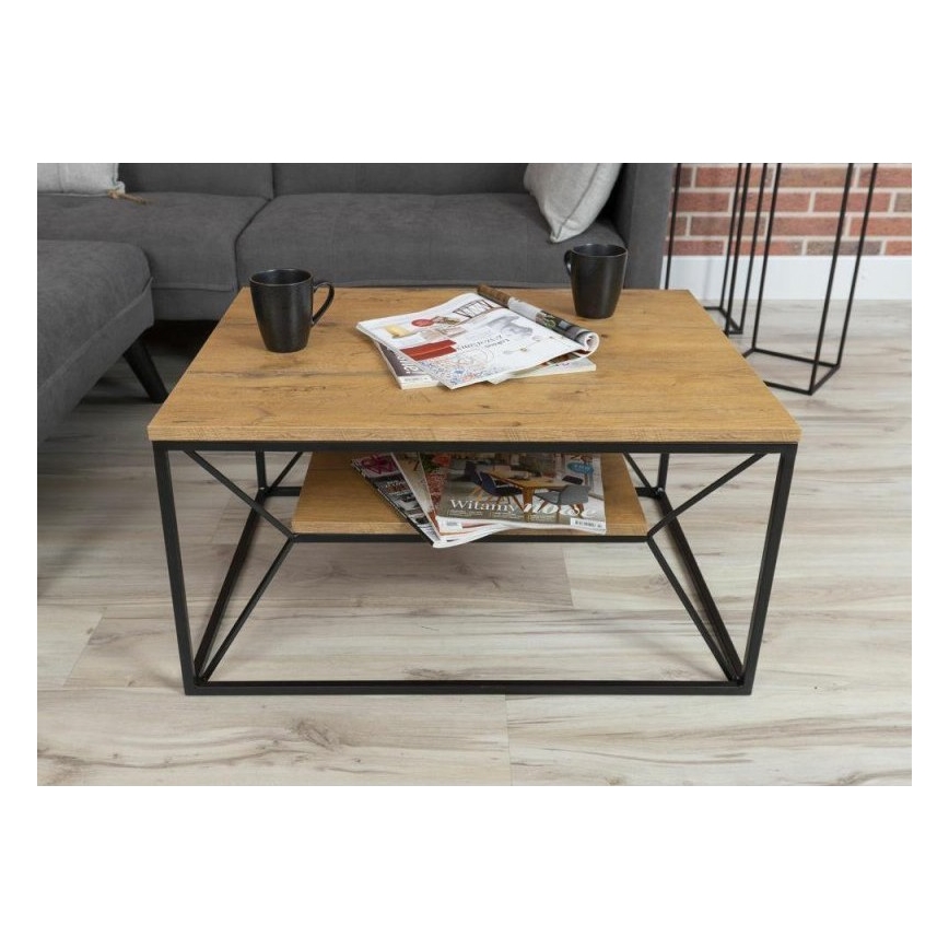Масичка за кафе BASICLOFT 40x80 см черна/кафява
