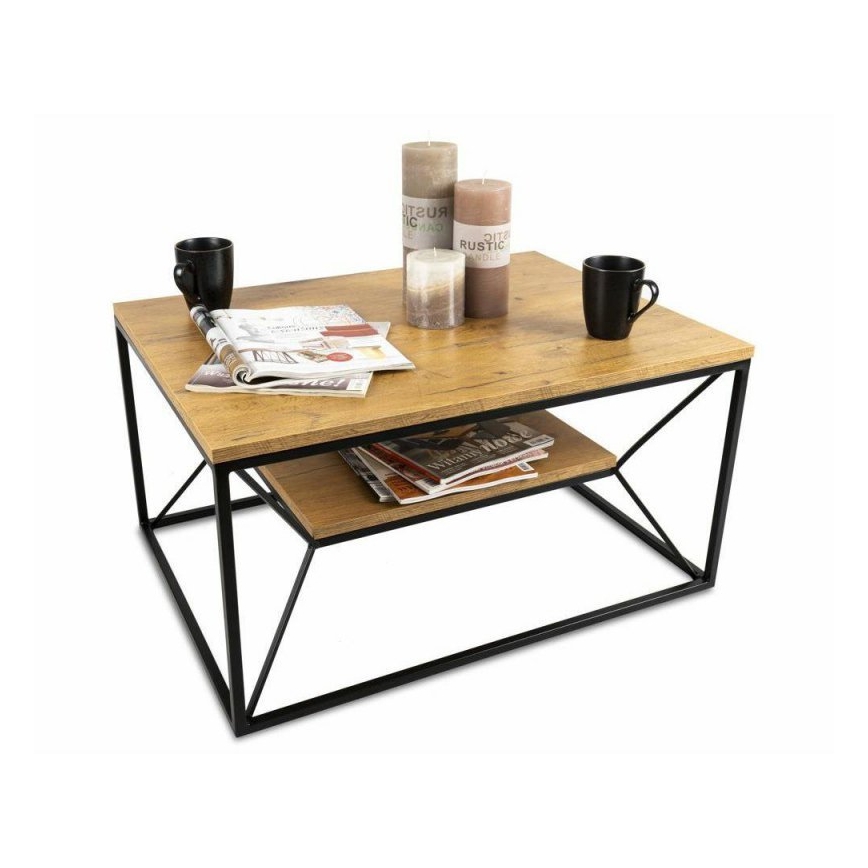 Масичка за кафе BASICLOFT 40x80 см черна/кафява