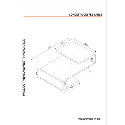 Масичка за кафе CONCETTA 40x90 cм бяла