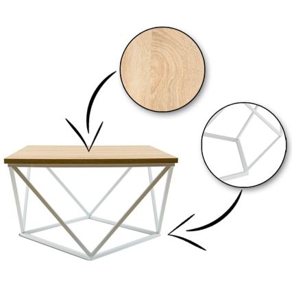 Масичка за кафе CURVED 60x60 см бял/бежов
