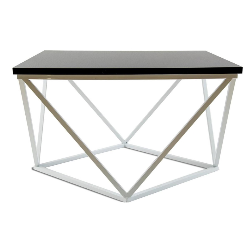 Масичка за кафе CURVED 60x60 см бял/черен